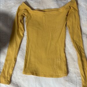 Hollister Mustard Off-Shoulder Long Sleeve Top